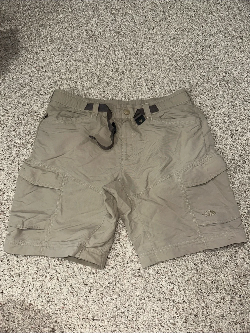 The North Face Men's Light Olive Cargo Shorts with Integrated Belt
